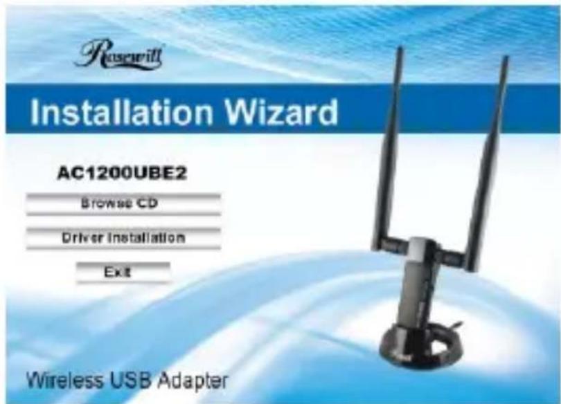 Roswell Installation Wizard AC1200UBE2 Browse CD Driver installation Exit Wireless USB Adapter