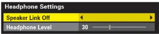 Headphone Settings Speaker Link Off Headphone Level 30