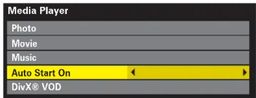 Media Player Photo Movie Music Auto Start On DivX® VOD