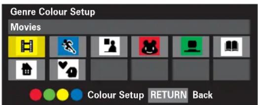 Genre Colour Setup Movies Colour Setup RETURN Back