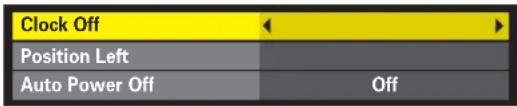 Clock Off Position Left Auto Power Off Off