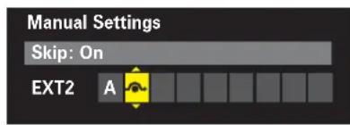 Manual Settings Skip: On EXT2 A