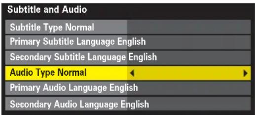 Subtitle and Audio Subtitle Type Normal Primary Subtitle Language English Secondary Subtitle Language English Audio Type Normal ← ► Primary Audio Language English Secondary Audio Language English