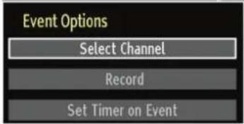 Event Options Select Channel Record Set Timer on Event