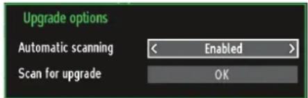 Upgrade options Automatic scanning < Enabled > Scan for upgrade OK