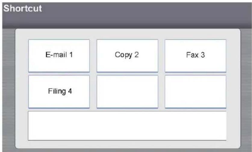 Shortcut E-mail 1 Copy 2 Fax 3 Filing 4