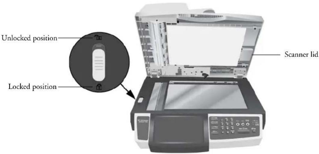 Unlocked position Locked position Scanner lid