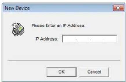 New Device Please Enter an IP Address: IP Address: OK Cancel