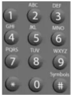 1 GHI 4 PQRS 7 * ABC 2 JKL 5 TUV 8 0 DEF 3 MNO 6 WXYZ 9 Symbols #