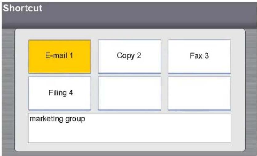 Shortcut E-mail 1 Copy 2 Fax 3 Filing 4 marketing group