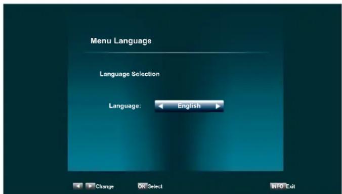 Menu Language Language Selection Language: English Change OK Select INFO Exit