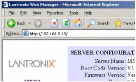Lantronix MSS4 - Web Browser Login and Configuration - 1