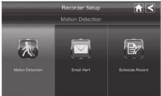 Recorder Setup Motion Detection Motion Detection Email Alert Schedule Record