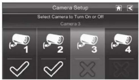 Camera Setup Select Camera to Turn On or Off Camera 3 1 2 3 4