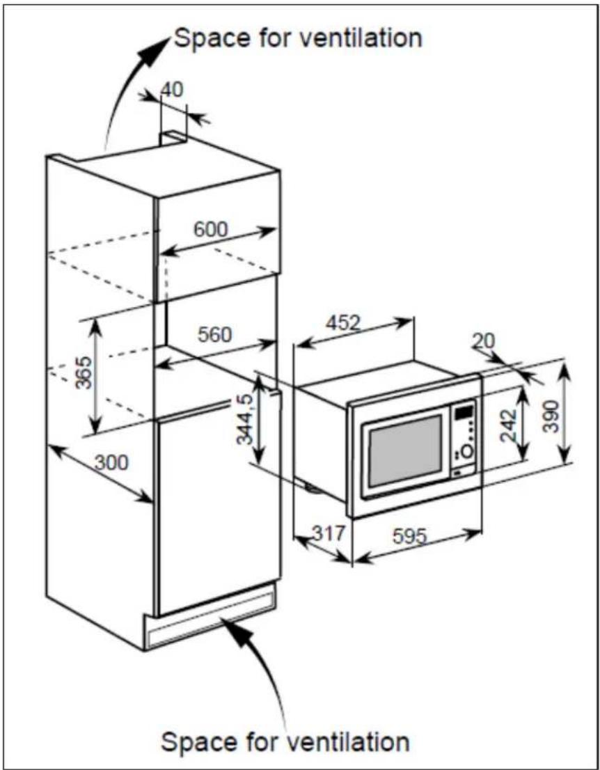 Space for ventilation 40 600 560 365 344,5 300 452 20 317 595 242 390 Space for ventilation