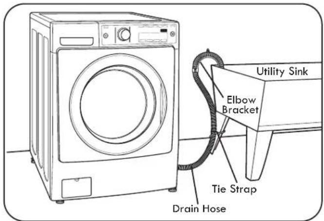 Utility Sink Elbow Bracket Tie Strap Drain Hose