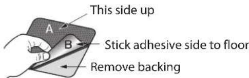 This side up A B Stick adhesive side to floor Remove backing