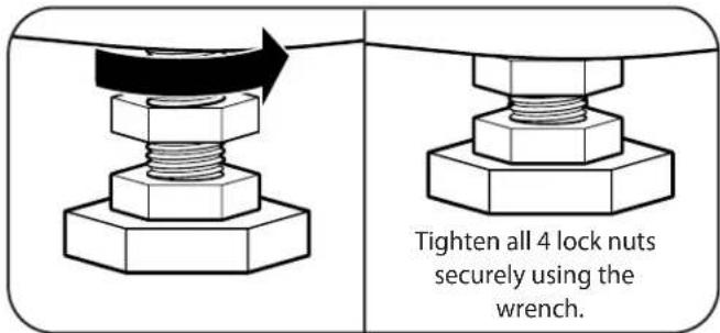 Tighten all 4 lock nuts securely using the wrench.
