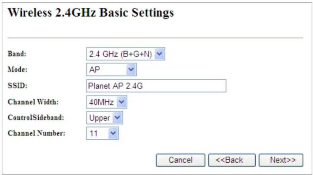 Planet WDAP-C7200AC - Step 5: Wireless 2.4GHz Basic Settings - 1