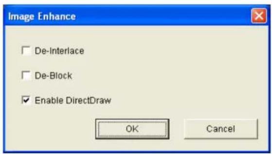 Image Enhance De-Interlace De-Block Enable DirectDraw OK Cancel