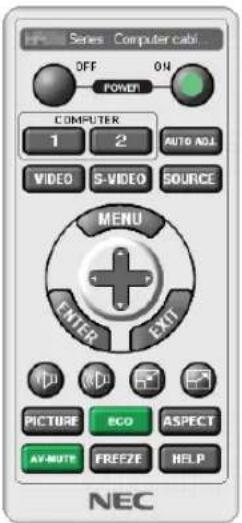 Series Computer cabl OFF ON POWER COMPUTER 1 2 AUTO ADJ. VIDEO S-VIDEO SOURCE MENU ENTER EXIT PICTURE ECO ASPECT AY-MUTE FREEZE HELP NEC