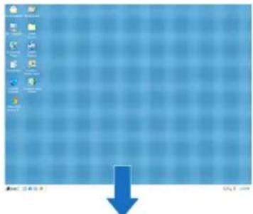 Windows desktop screenshot showing a grid with icons and a blue downward arrow, likely indicating a download or error message.