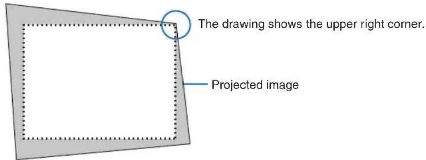 The drawing shows the upper right corner. Projected image