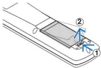 Diagram of a device's internal structure with labeled parts 1 and 2, showing a component on a tray.