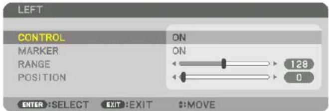 LEFT CONTROL ON MARKER ON RANGE 128 POSITION 0 ENTER: SELECT EXIT: EXIT $:MOVE
