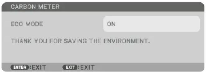 CARBON METER ECO MODE ON THANK YOU FOR SAVING THE ENVIRONMENT. ENTER:EXIT EXIT:EXIT
