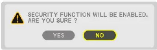 SECURITY FUNCTION WILL BE ENABLED. ARE YOU SURE ? YES NO