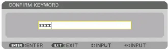 CONFIRM KEYWORD * * * * ENTER : ENTER EXIT : EXIT ↔: INPUT ↔: INPUT