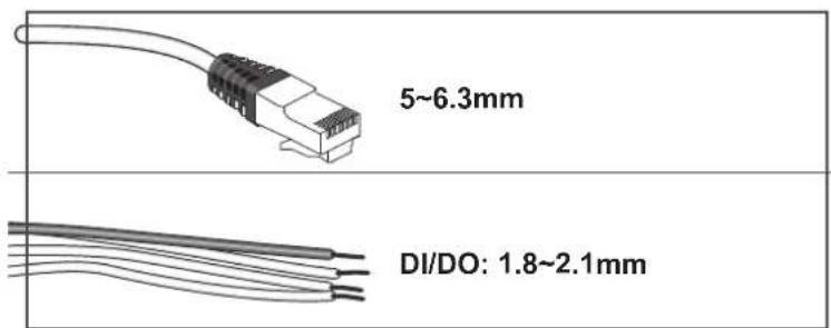 5~6.3mm DI/DO: 1.8~2.1mm