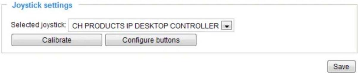Joystick settings Selected joystick: CH PRODUCTS IP DESKTOP CONTROLLER Calibrate Configure buttons Save