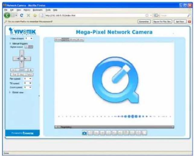 Network Camera - Macilla Tirolux File Edit View History Bookmarks Tools Help http://192.168-5.01/index.html For you next Format to remember this password? VIVOTEK Video insert Manual triggers Optical output Part tuned Till speed Zoom speed Global view Mega-Pixel Network Camera Name: VIVOTEK Image 100% (RGB/RGB/RGB/RGB) Date: 2023-07-24