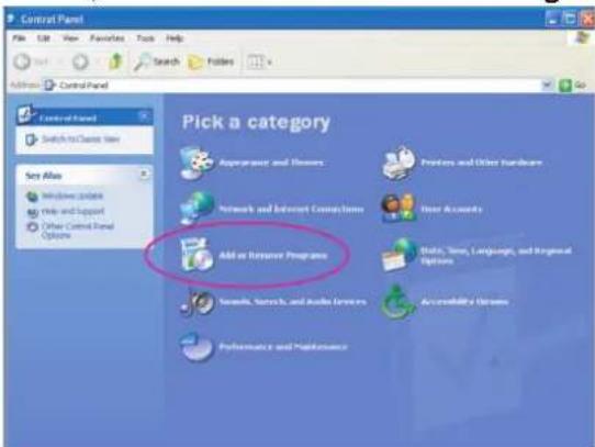 Pick a category Add or Remove Programs