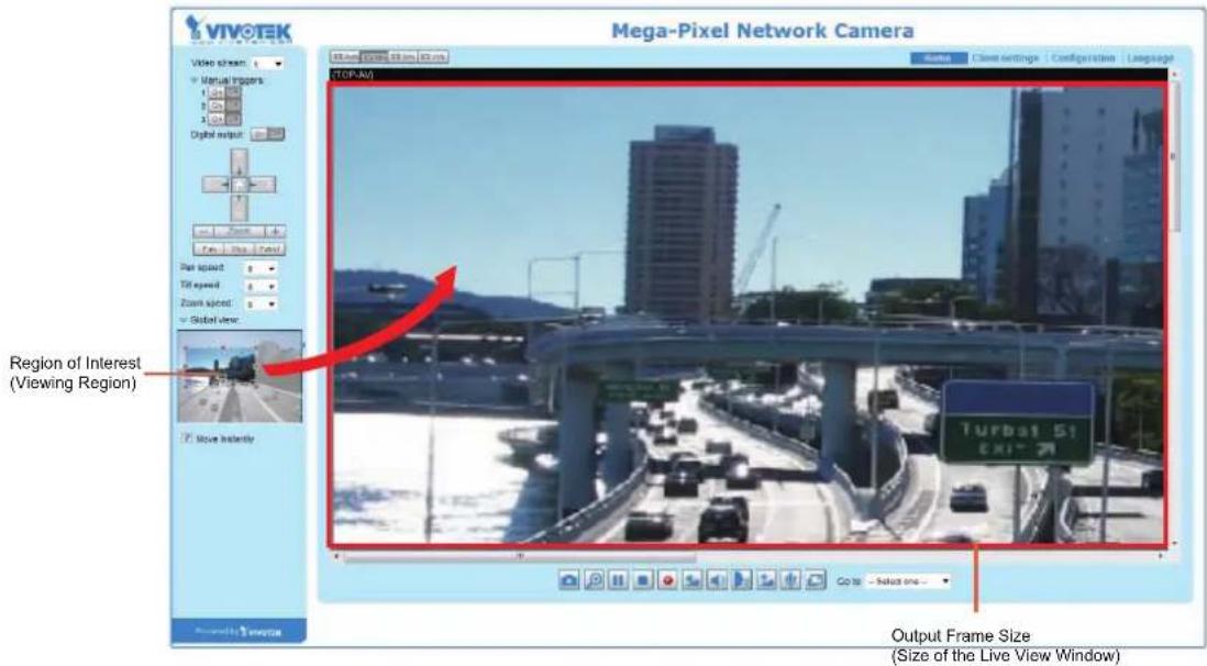 VIVOTEK Video stream Manual triggers 1.00 2.00 3.00 Digital output Zoom speed Global view Top view Zoom speed Global view Region of Interest (Viewing Region) Move Infinity Output Frame Size (Size of the Live View Window) TURBAT 5! Color: Select one... TOP-AVJ Output Frame Size