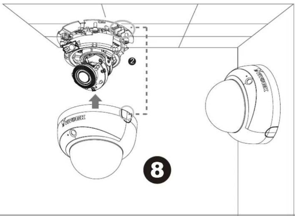 Technical diagram showing a camera module with labeled parts and directional arrows, including a numbered section marker.
