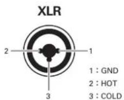 XLR 1 : GND 2 : HOT 3 : COLD
