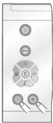 Control panel with labeled buttons including power, battery, and function keys