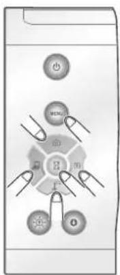 Diagram of a device control panel with labeled buttons and icons, showing connections between 'OK', 'OK', 'OK', 'OK', and 'OK' functions.