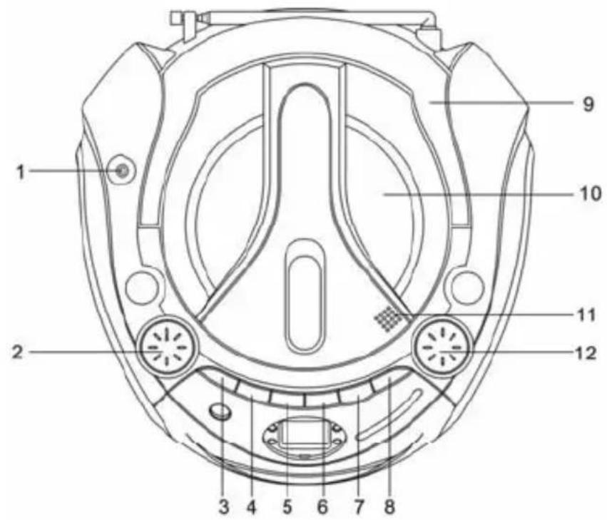 Technical diagram of a mechanical device with numbered components for identification
