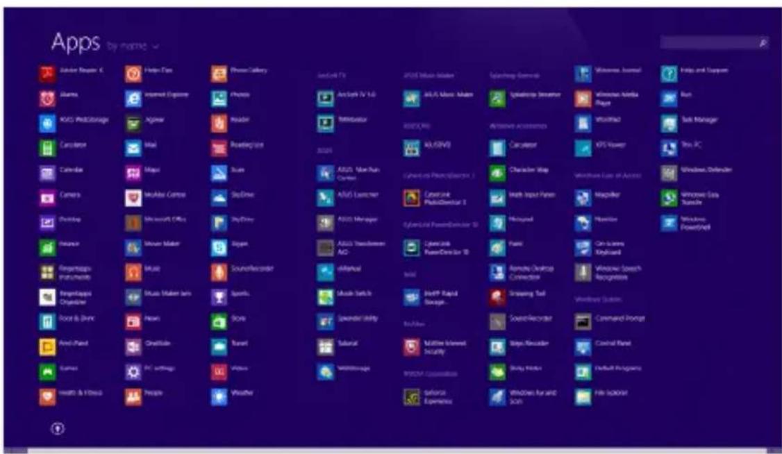 ASUS X454WA - Accessing the Apps screen - 1