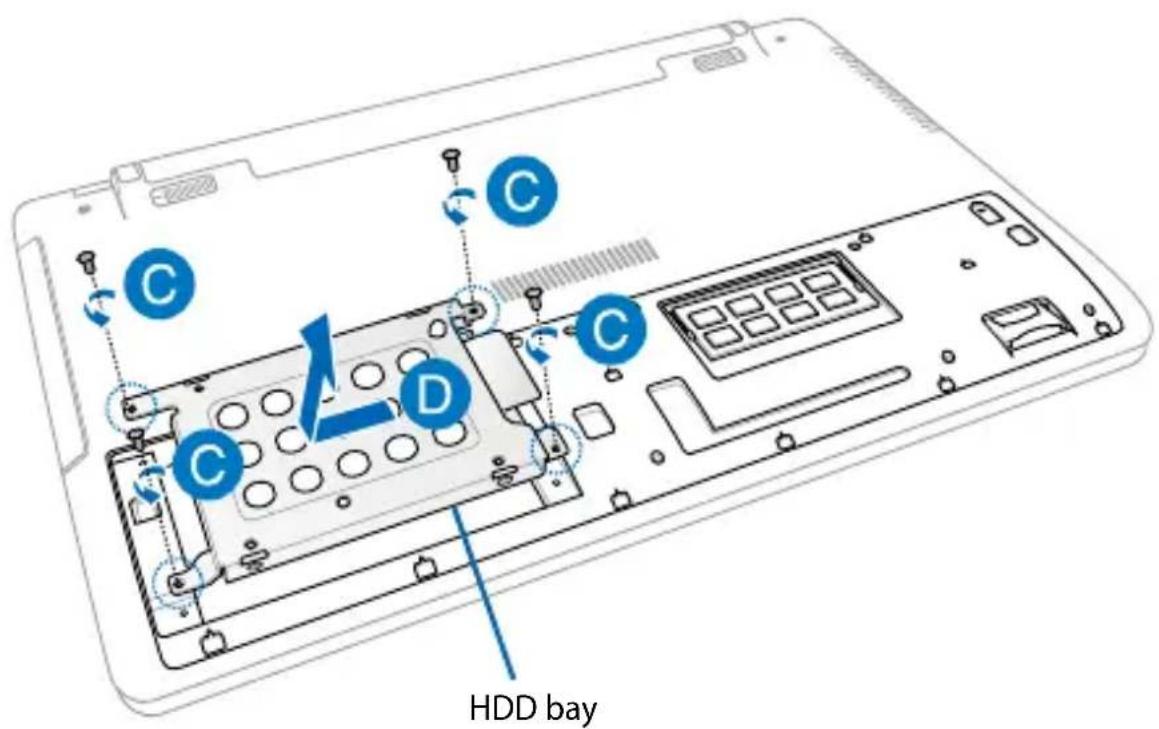 ASUS X450JB - Replacing the Hard Disk Drive (on selected models) - 2