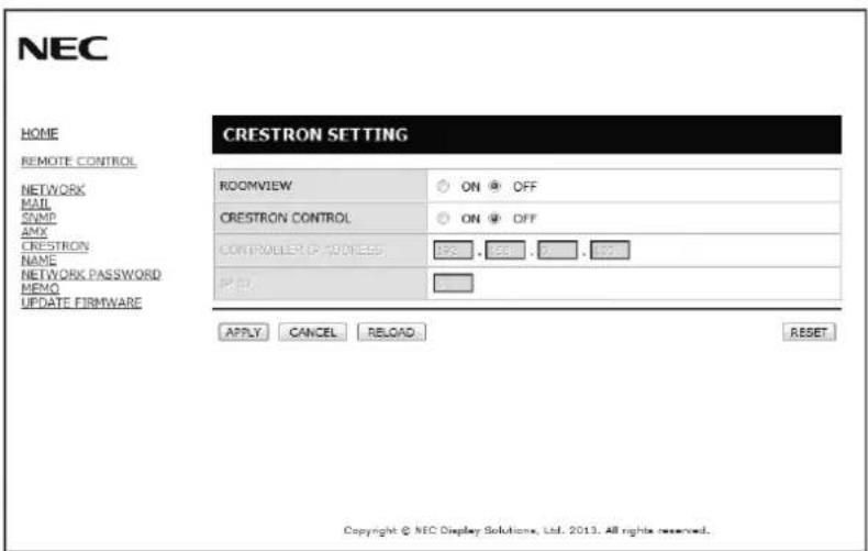 NEC E805-AVT - CRESTRON Setting - 1