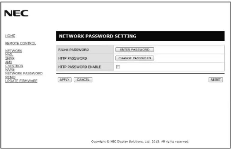 NEC E805-AVT - Network Password Setting - 1