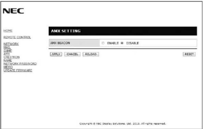 NEC E805-AVT - AMX Setting - 1