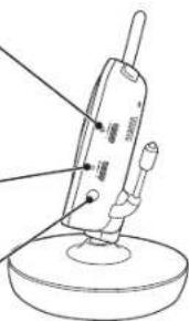 Technical diagram of a handheld device with labeled parts and a base, showing internal components and connections.