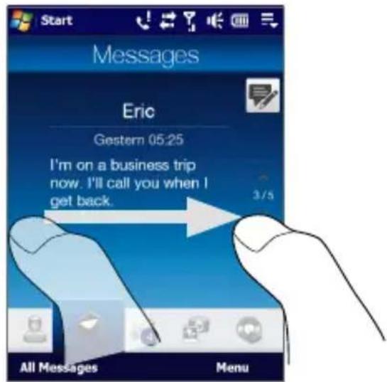 Start Messages Eric Gestern 05:25 I'm on a business trip now. I'll call you when I get back. 3/5 All Messages Menu
