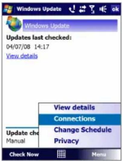 Windows Update Updates last checked: 04/07/08 14:17 View details View details Connections Change Schedule Privacy Update cho Manual Check Now Menu